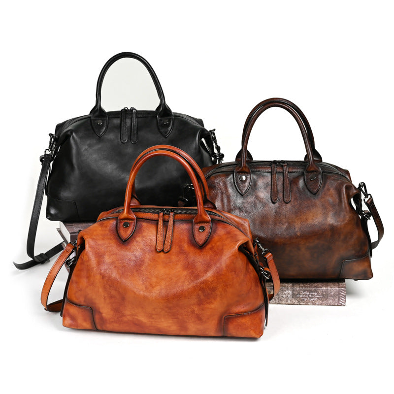 Women's First Layer Cowhide High-grade Retro Rub Handbags