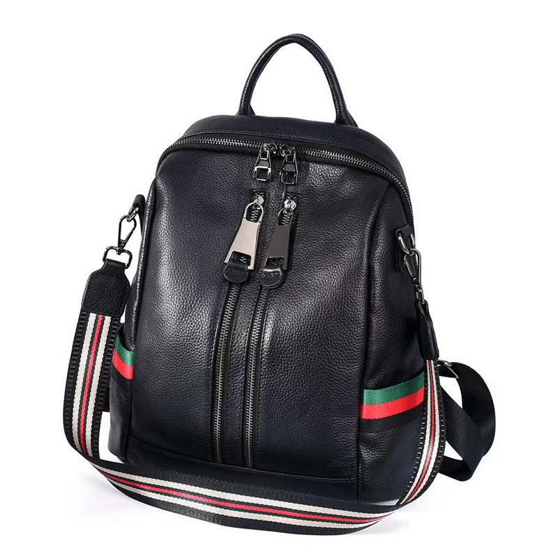 Women's Versatile Korean Style Top Layer Cattlehide Backpacks