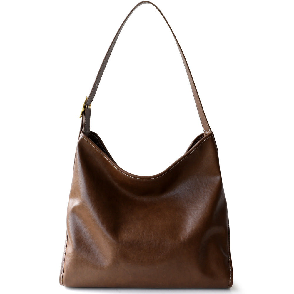 Women's Large Capacity Underarm Commuter Vintage Leather Tote Bags