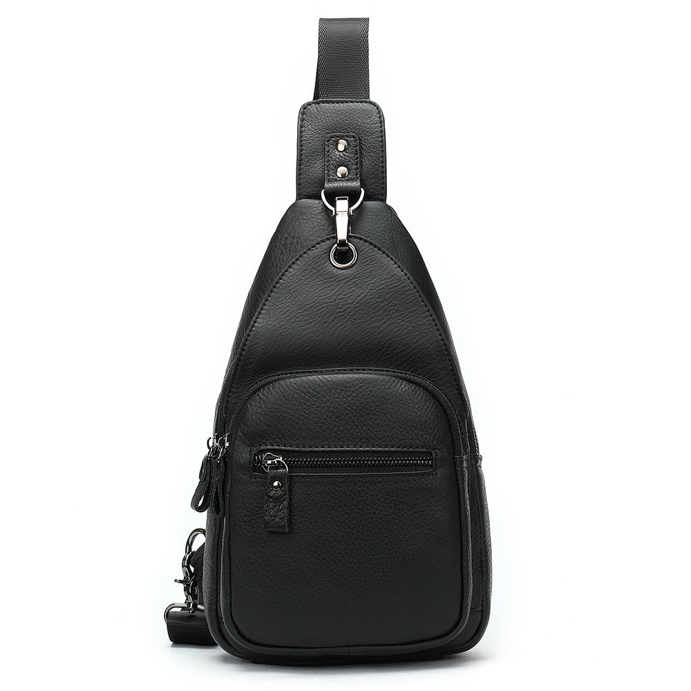 Men's Leather High-grade First Layer Cowhide Boys Men's Chest Bags