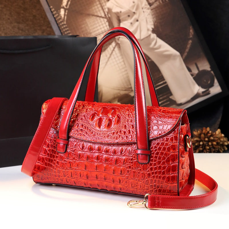 Women's Pillow Genuine Leather Boston Portable Elegant Handbags
