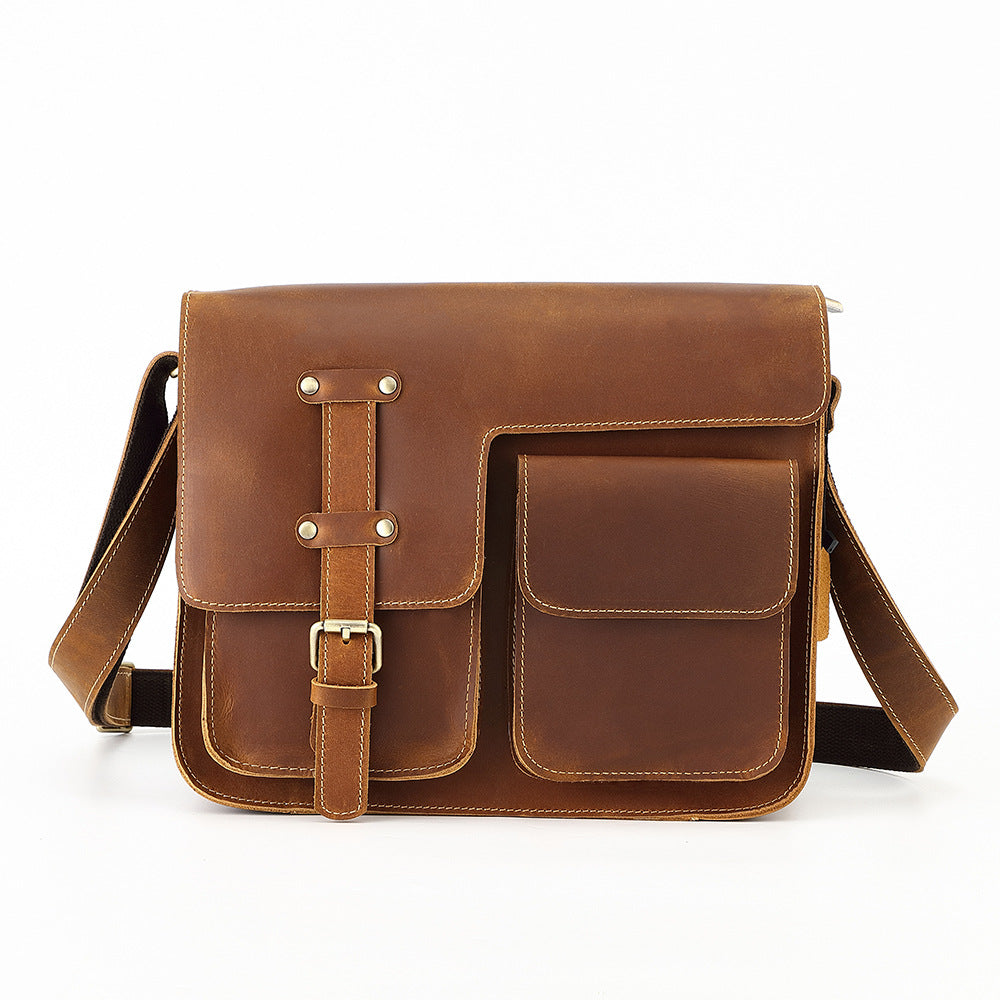 Men's Slouchy Leather Crazy Horse Computer Men's Messenger Bags