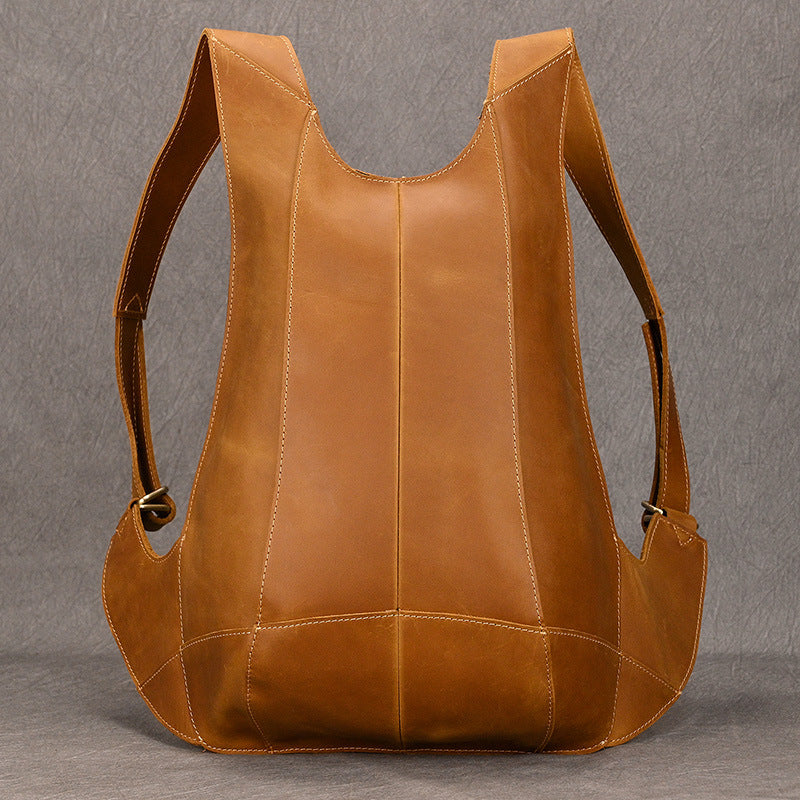 Men's Leather Crazy Waistcoat Personality Cool Bicycle Backpacks