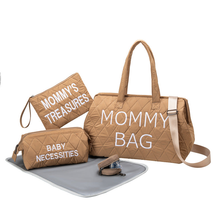 Rhombus Embroidered Mummy Waterproof Large Capacity Bags
