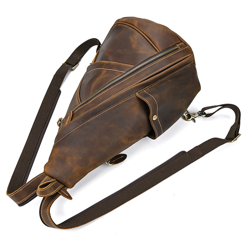 Men's Crazy Horse Leather Retro Top Layer Men's Chest Bags