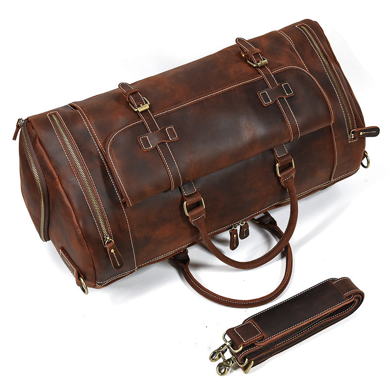 Men's Horse Leather Traveling Large Capacity Leisure Cowhide Portable Travel Bags