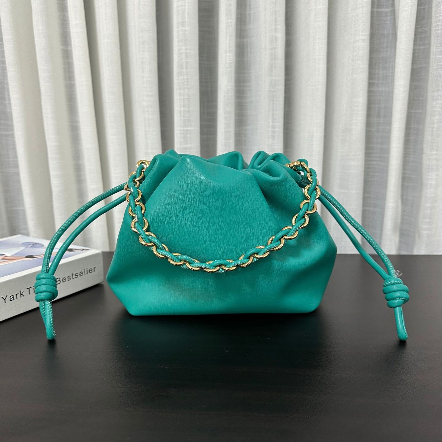 Women's Genuine Leather Lucky Drawstring Simple Cloud Crossbody Bags