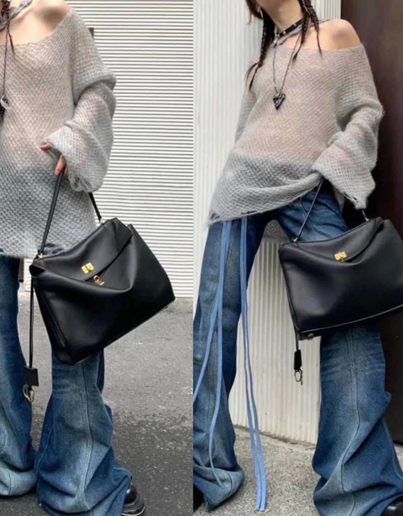 Leather Kelly Cowhide Large Capacity Commuter Bags