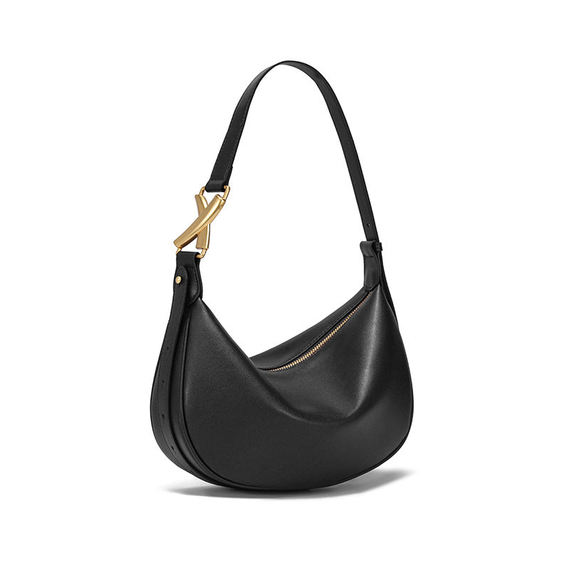 Women's Cowhide Leather Minority Fashion Commuter Dumpling Bags