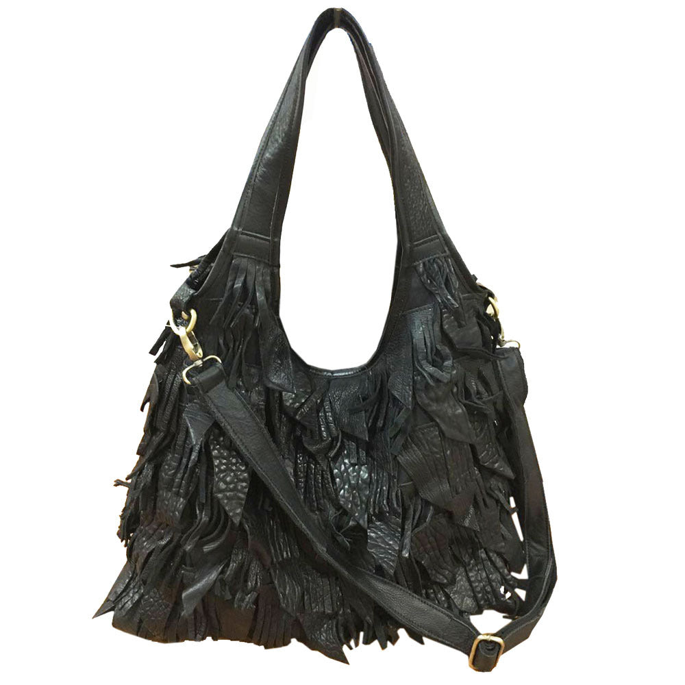 Lady's Genuine Leather Tassel Stitching Colorful Crossbody Bags