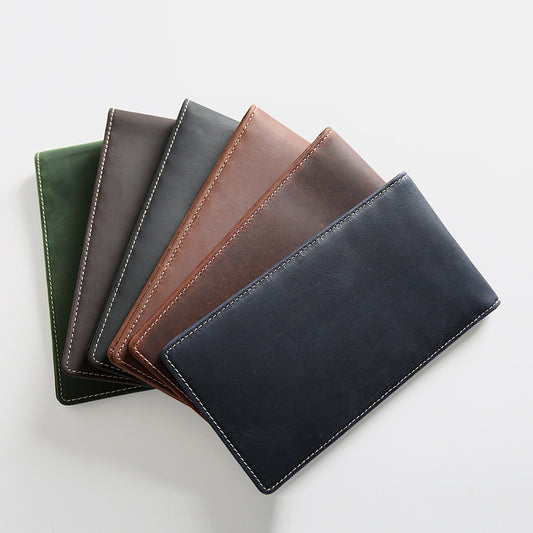 Women's & Men's First Layer Cowhide Multiple Slots Vintage Real Leather Long Card Holder