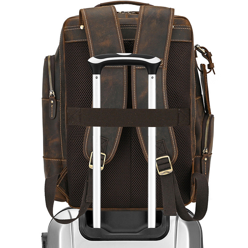 Men's Leather Retro Crazy Horse Large Capacity Backpacks