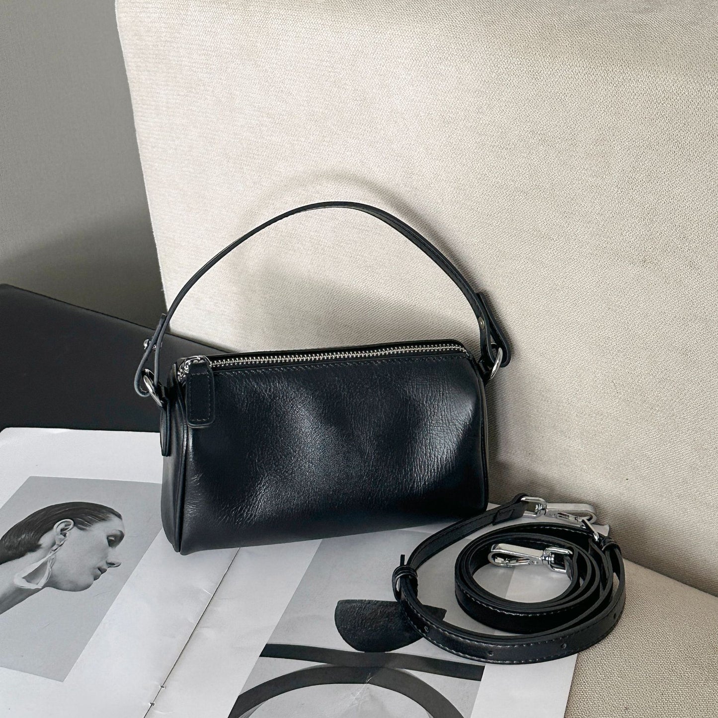 Women's First Layer Leather Fashion Simple Practical Soft Shoulder Bags