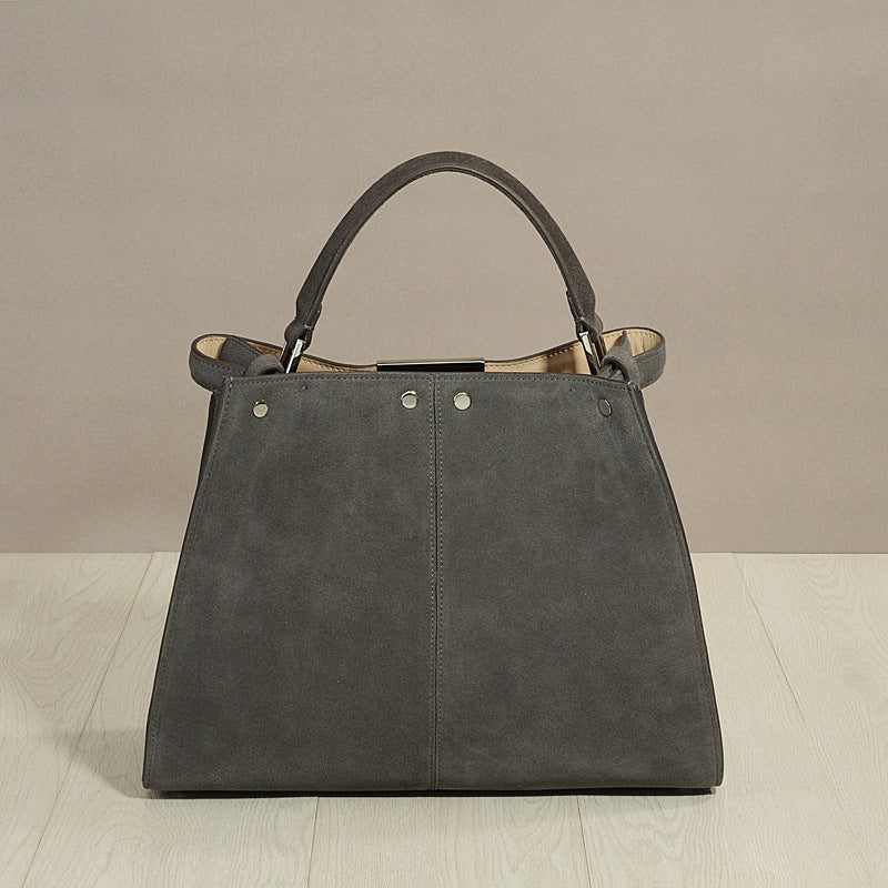 Women's Frosted Cowhide Portable Large Genuine Leather Shoulder Bags