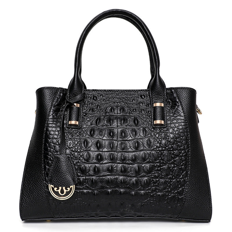 Women's Layer Cowhide Fashion Commuter Crocodile Pattern Handbags