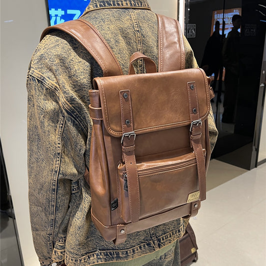 Women's & Men's & Fashion Leather Large Capacity Computer Backpacks