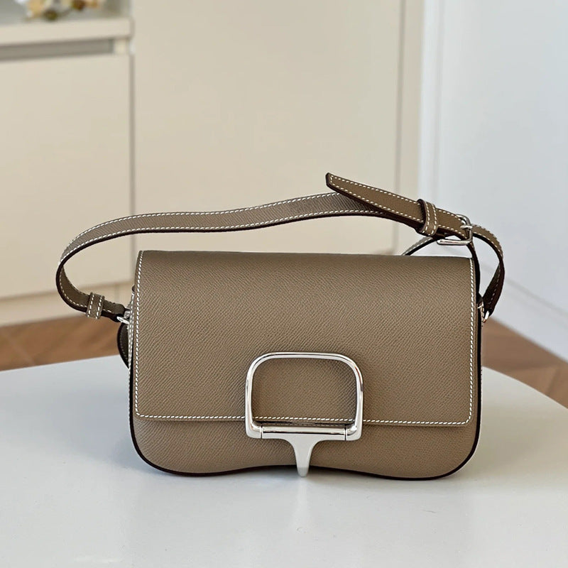 Women's High-grade Cushion Genuine Leather Saddle Cowhide Crossbody Bags
