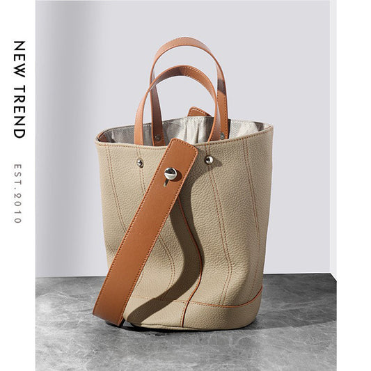 Women's Niche High-grade Genuine Leather Light Luxury Bucket Bags
