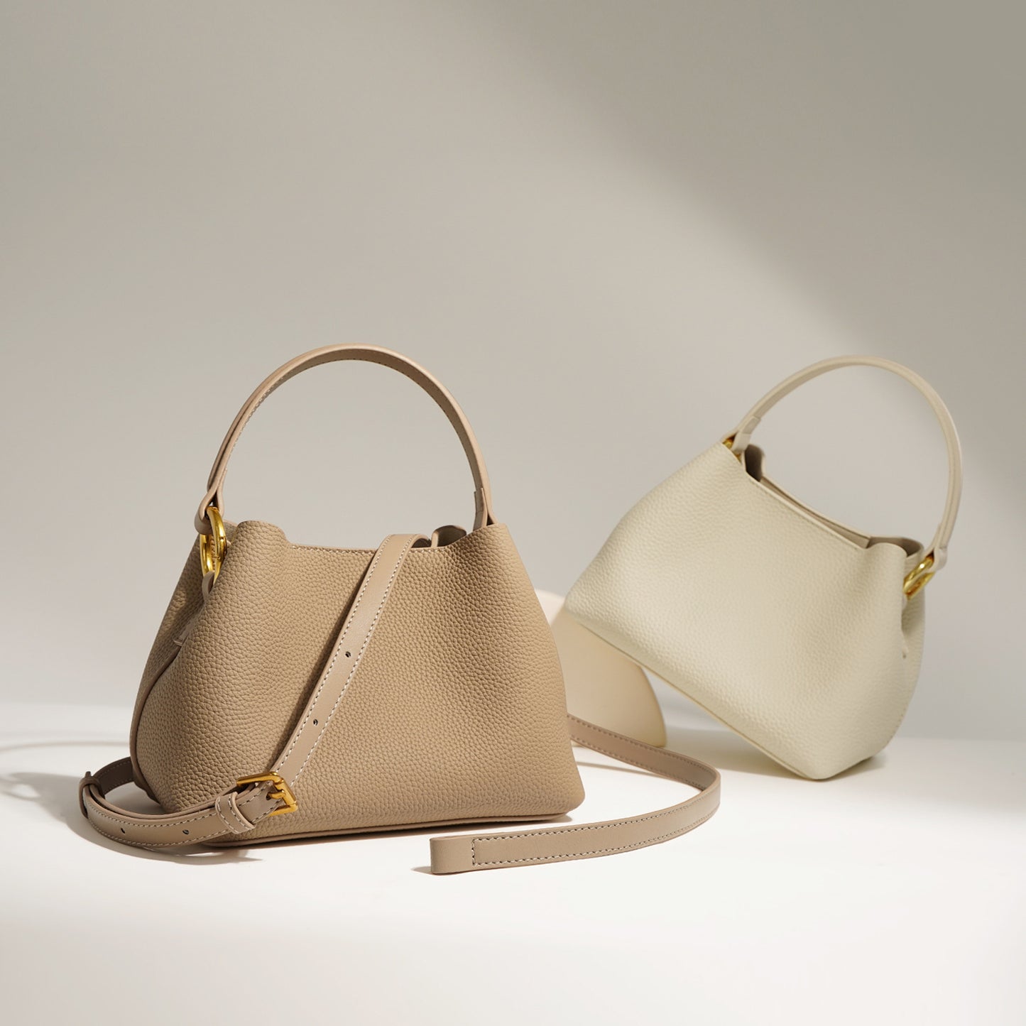 Women's First Layer Cowhide Mini Portable Vegetable Bucket Bags