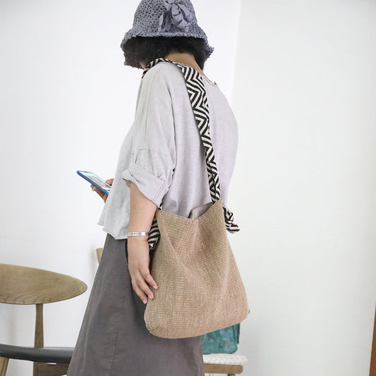 Women's Korean Style Summer Artistic Linen Niche Shoulder Bags