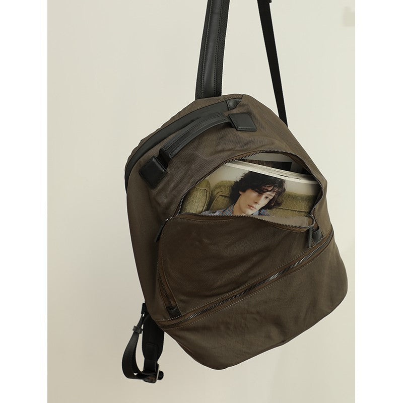 Portable Light Waterproof Leather Solid Color Large Backpacks