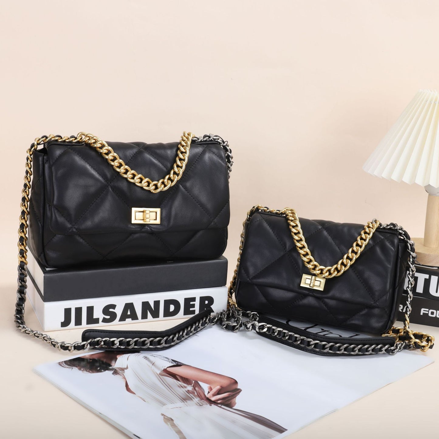 Fashion Flap Soft Sheepskin Rhombus Chain Shoulder Bags