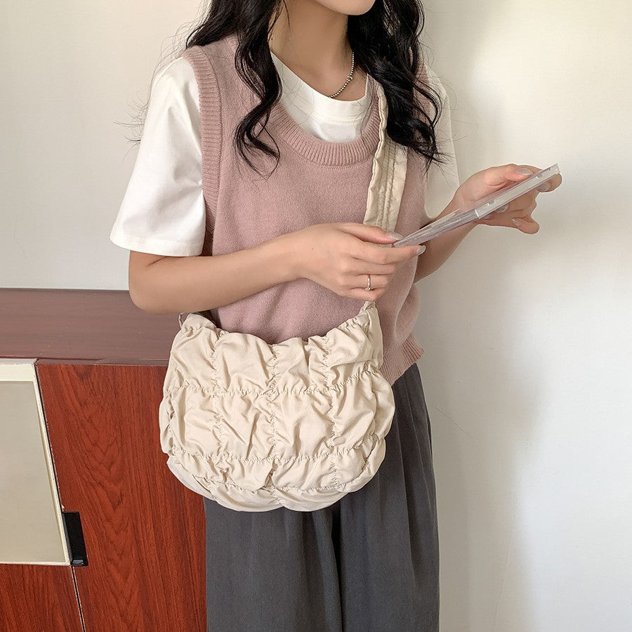 Pleated Puff Cloud Solid Color Fashion Large Shoulder Bags