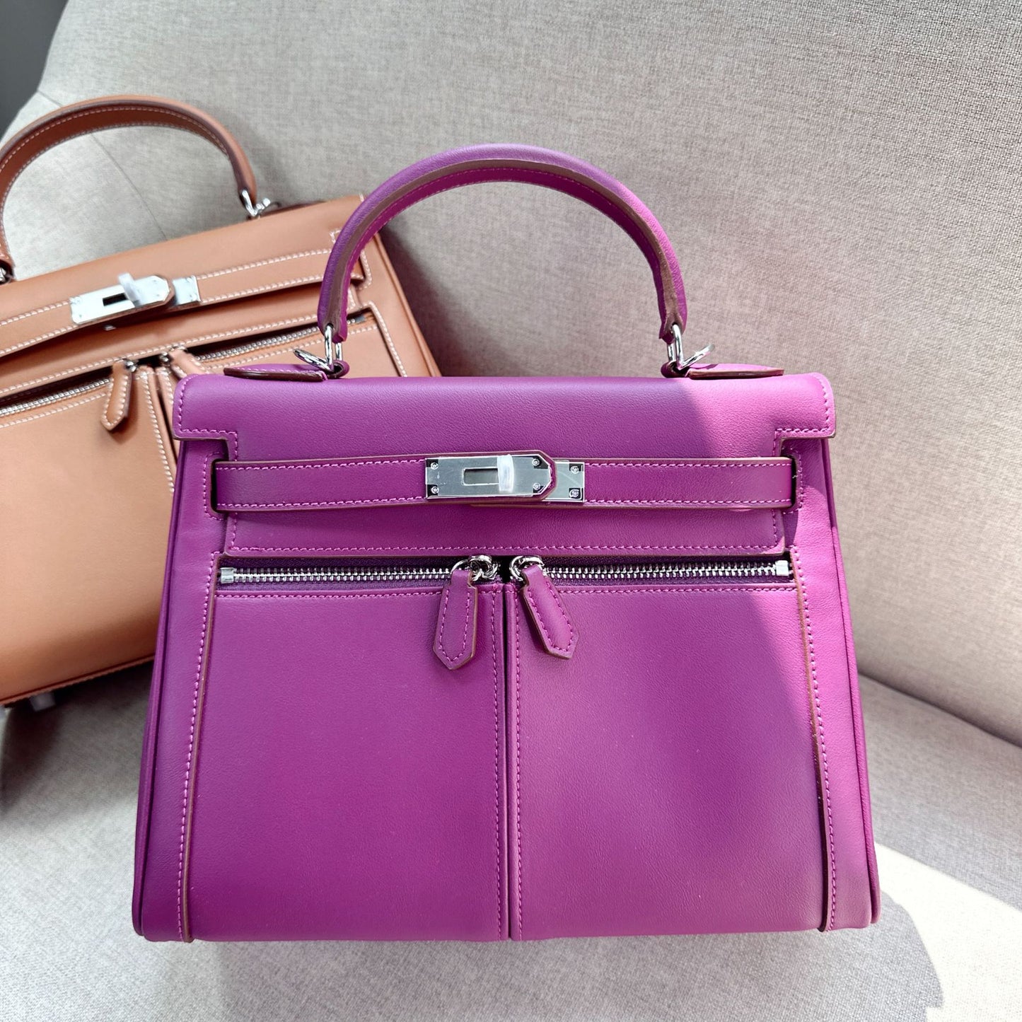 Top Layer Cow Leather Wide Strap Handbags