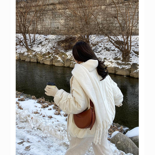 Women's French Niche Semicircle First Layer Leather Shoulder Bags