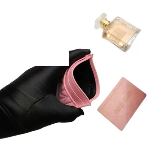 Genuine Leather Lambskin Clamp Fashion Letter Certificate Storage Card Holder
