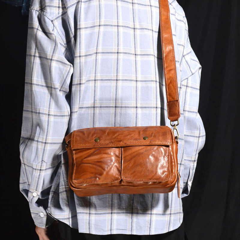 Men's Leather Personality Minority Large Capacity Zipper Bags