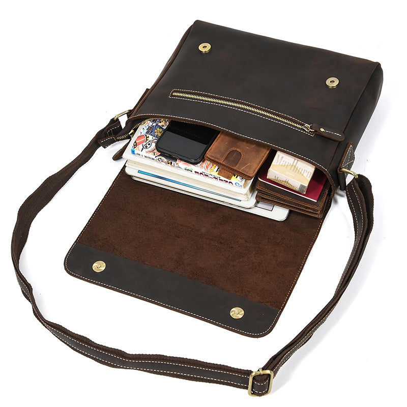 Men's Leather Crazy Horse Vintage Top Layer Men's Shoulder Bags