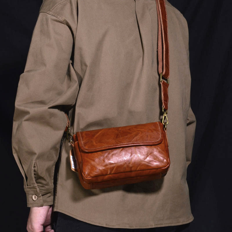 Men's Zipper Cover Type High Texture Pleated Design Men's Messenger Bags