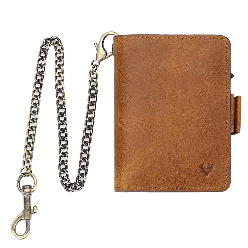 Paul Leather Gift Metal Cartridge Chain Top Layer Card Holder