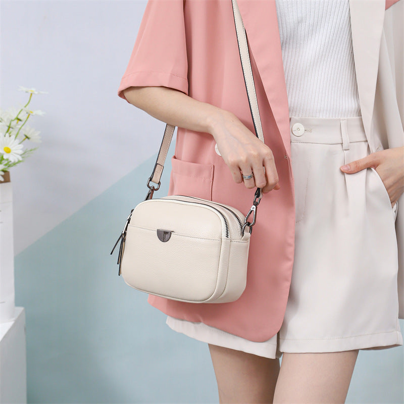 Women's Layer Cowhide Leisure Practical Simple Soft Crossbody Bags