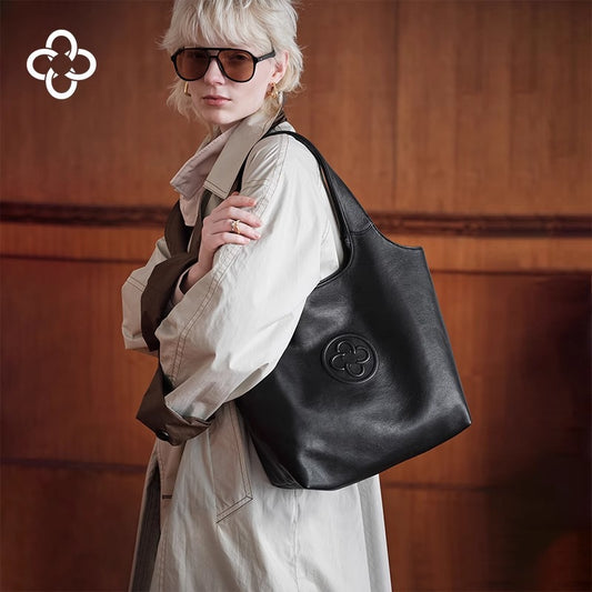 Women's High Quality Underarm Leather Retro Large Tote Bags