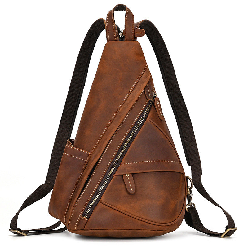 Men's Crazy Horse Leather Retro Top Layer Men's Chest Bags