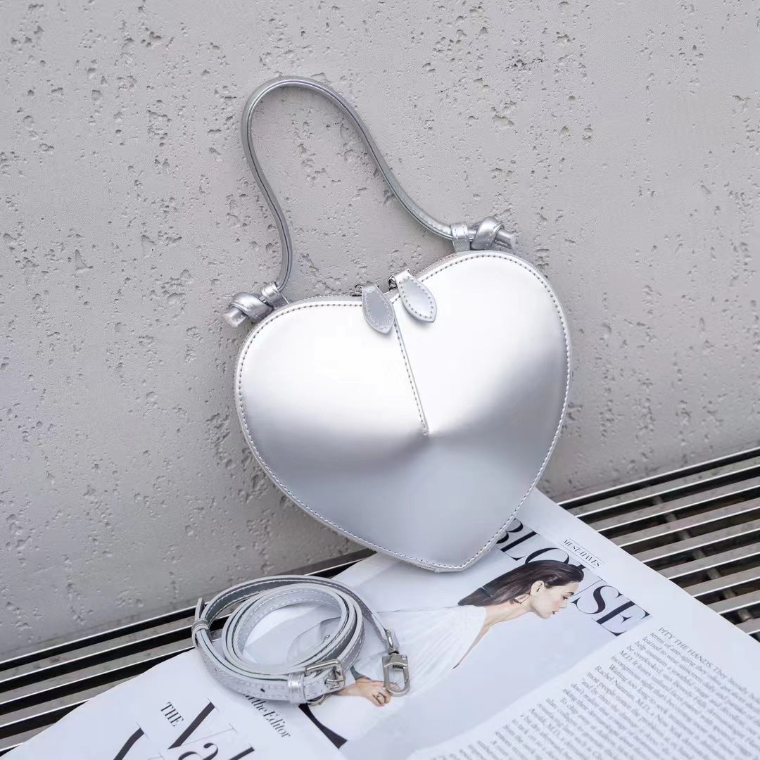 Women's Heart Shape Cowhide Peach Heart-shaped Bags