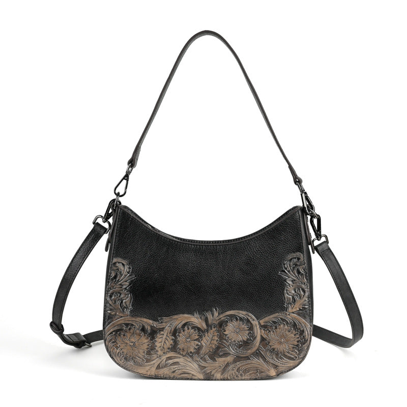 Women's Retro First Layer Cowhide Fashion Underarm Armpit Bags