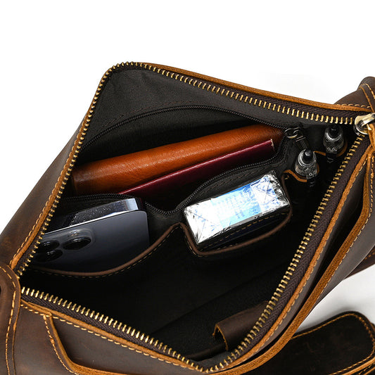Men's Crazy Horse Leather Genuine Cowhide Commuter Men's Shoulder Bags