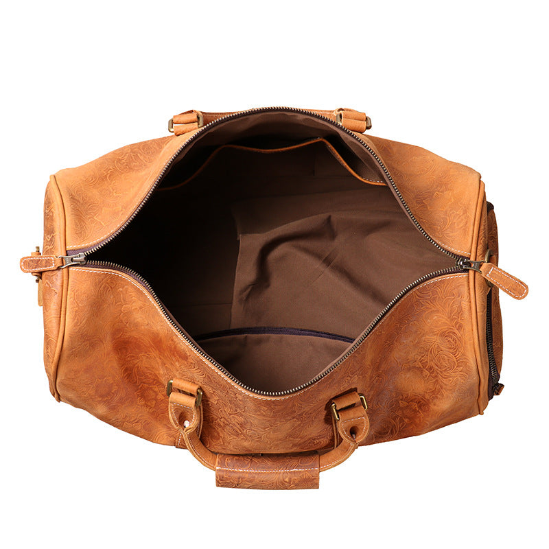 Men's Source Genuine Leather Portable Large Capacity Travel Bags