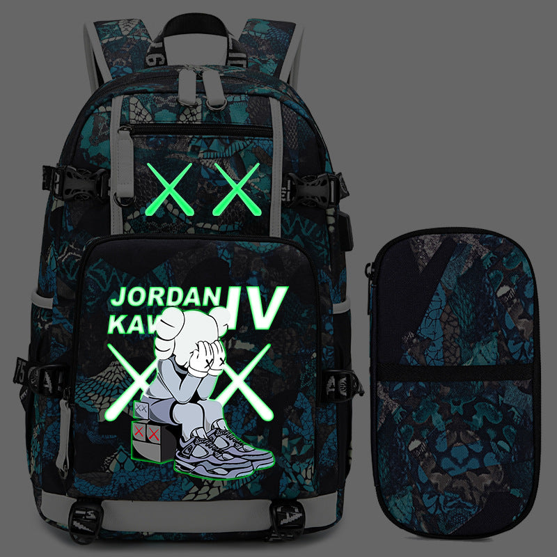 Men's Black Mamba Basketball Thermal Transfer Printing Backpacks