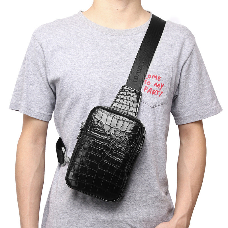Men's Crocodile Belly Pattern Leisure Mobile Fashion Bags