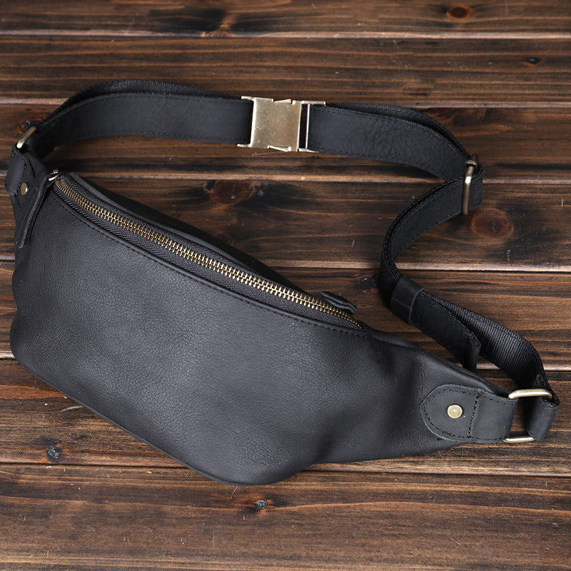 Men's Retro Crazy Horse Leather Cowhide Trendy Men's Waist Packs