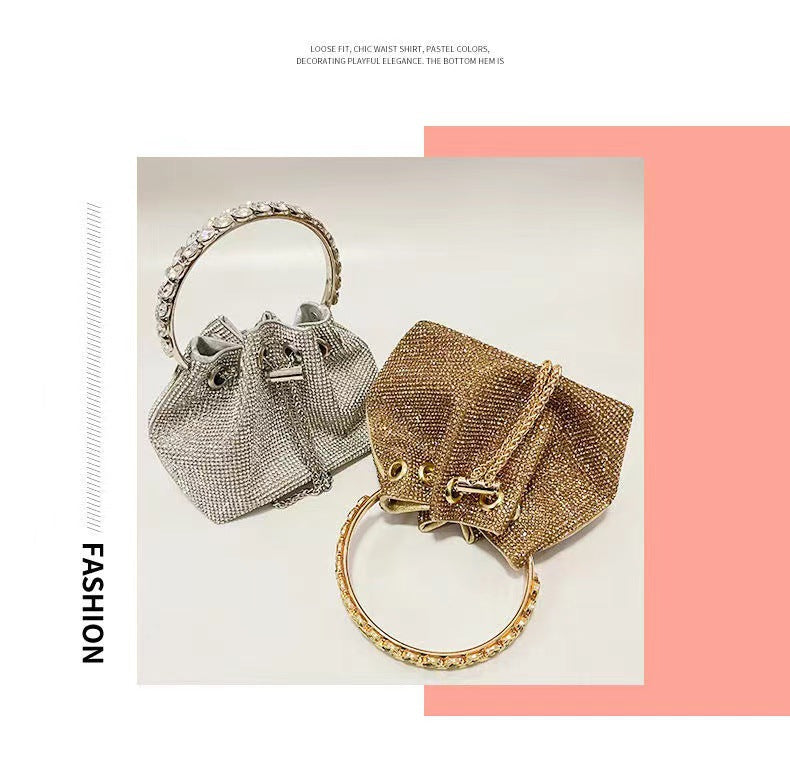 Women's Shiny Light Diamond High-grade Full Hand Bucket Bags