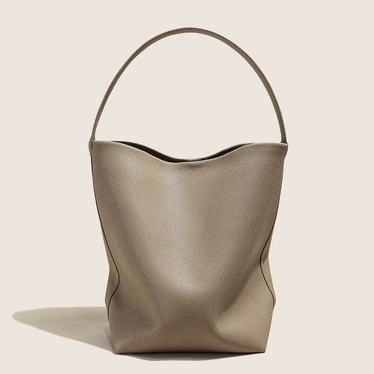 Women's Layer Cowhide Big Leather Commute Large Bucket Bags