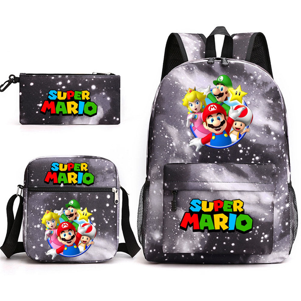 Game Mario Super Mary Three-piece Cartoon Middle School Students' Schoolbags