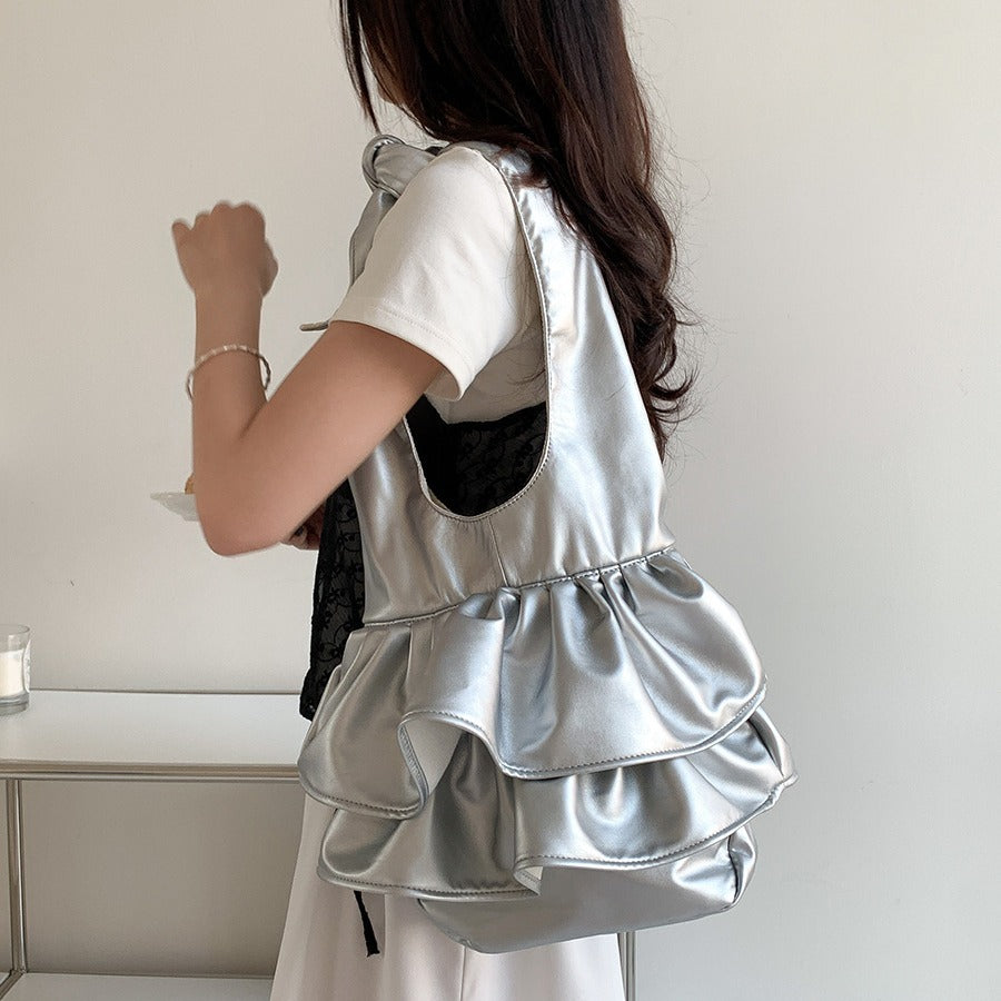Summer High-grade Minority Ruffled Large Capacity Shoulder Bags