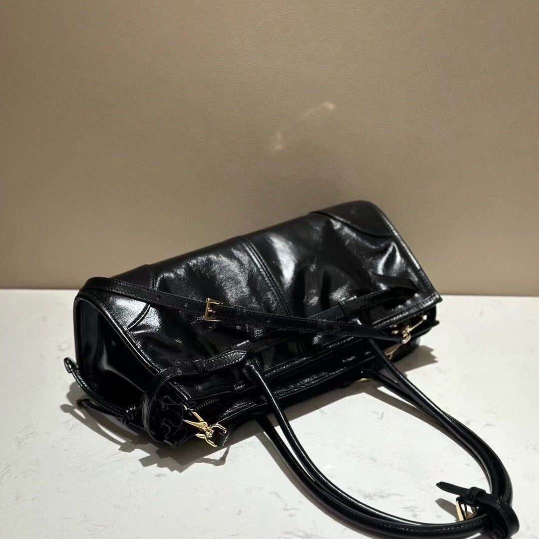 Wax Leather Long Underarm Vintage Pair Shoulder Bags