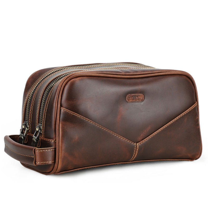 Cowhide Clutch Vintage Crazy Horse Leather Men's Handbags